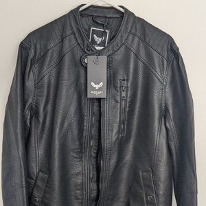 Brave Soul Faux Leather Biker Jacket. Black. Large